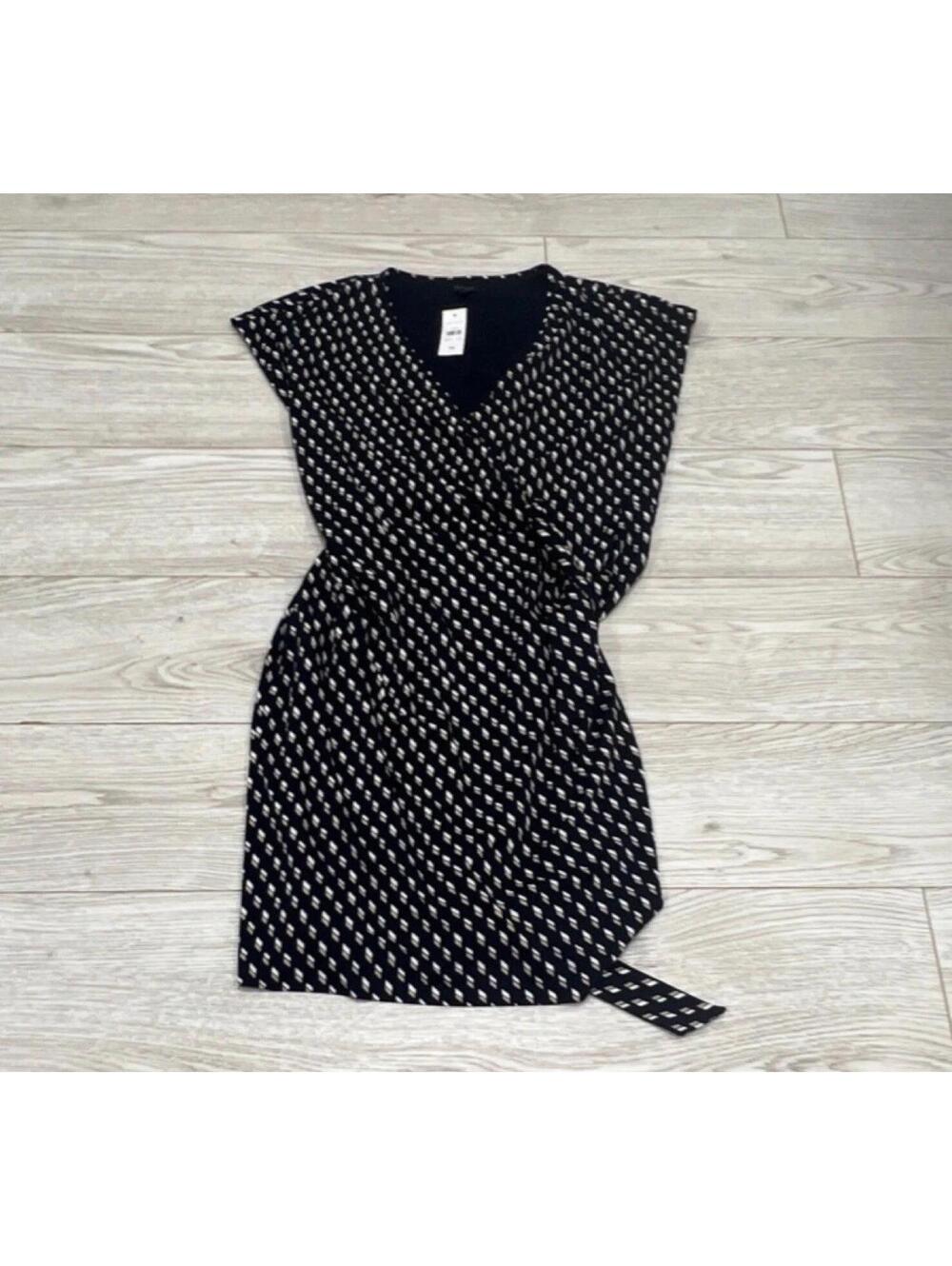 NEW WITH TAGS Ann Taylor Women's Navy Blue & Beige Geometric Dress SIZE 14